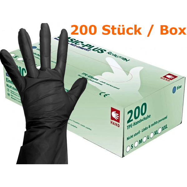 TPE Einmal-Handschuhe, Farbe: Schwarz, Größe: L, 1 Karton à 10 x 200 Stück